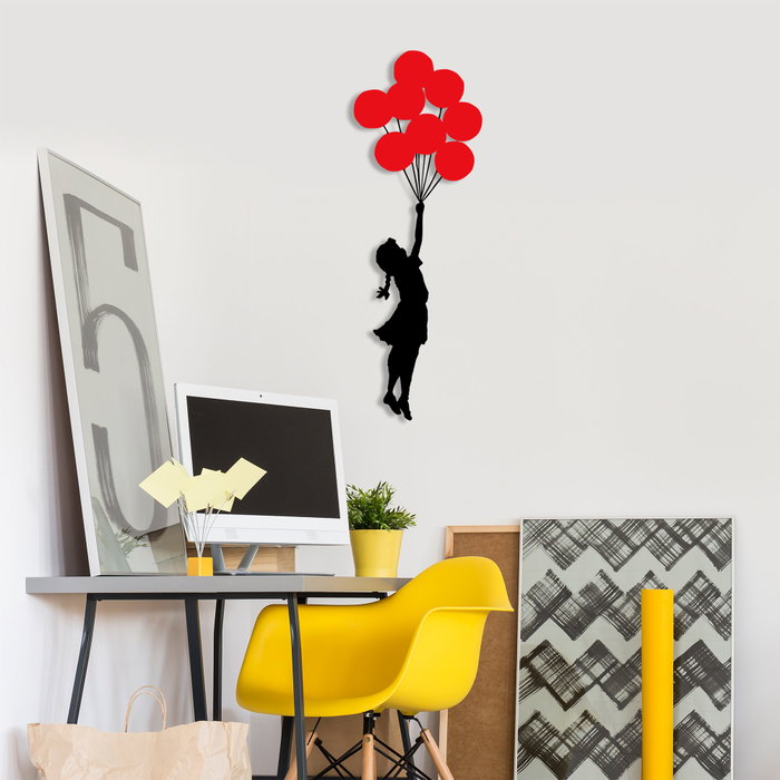 Wallity Banksy - 11 Escultura de pared en Negro y Rojo